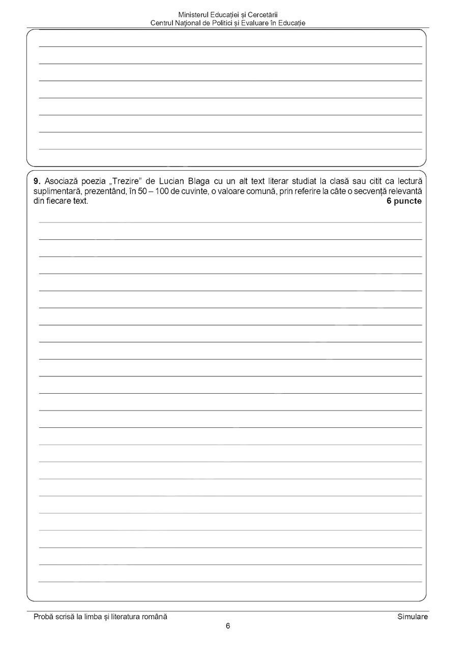 Simulare evaluare nationala 2025 - subiecter
