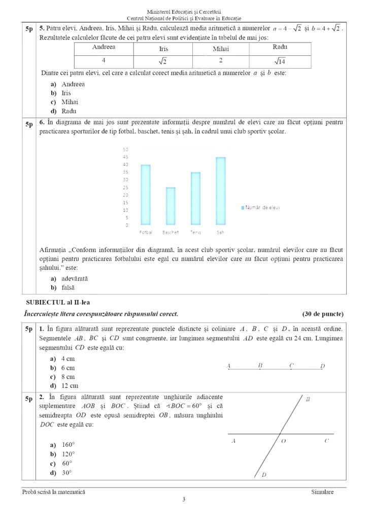 subiecte simulare matematică en 2025
