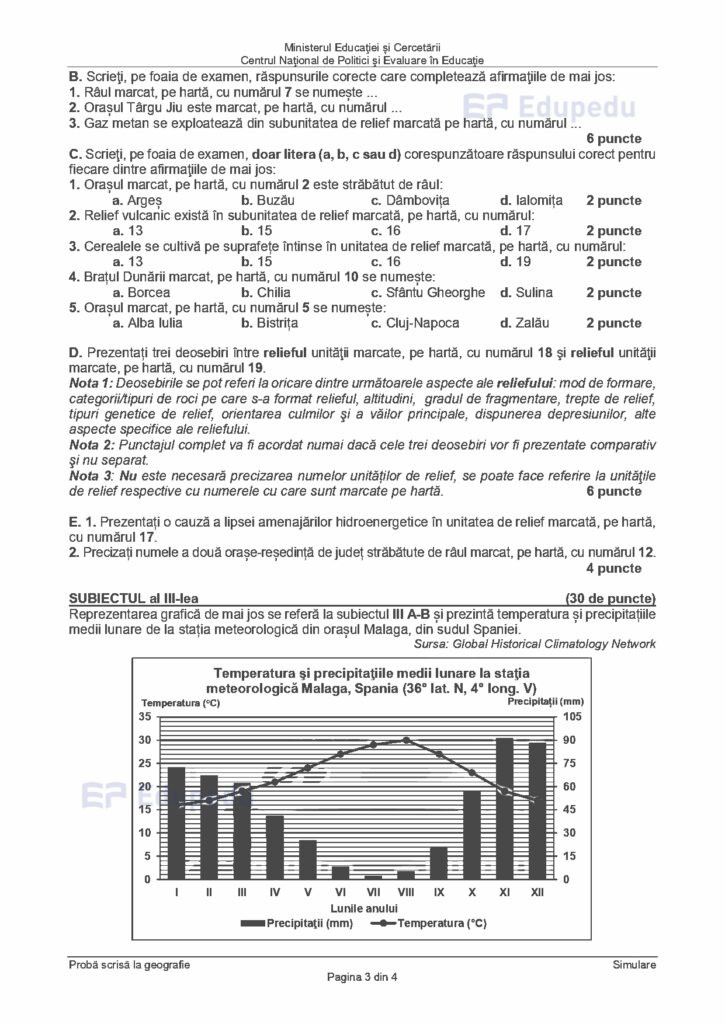 subiecte geografie simulare Bac 2025