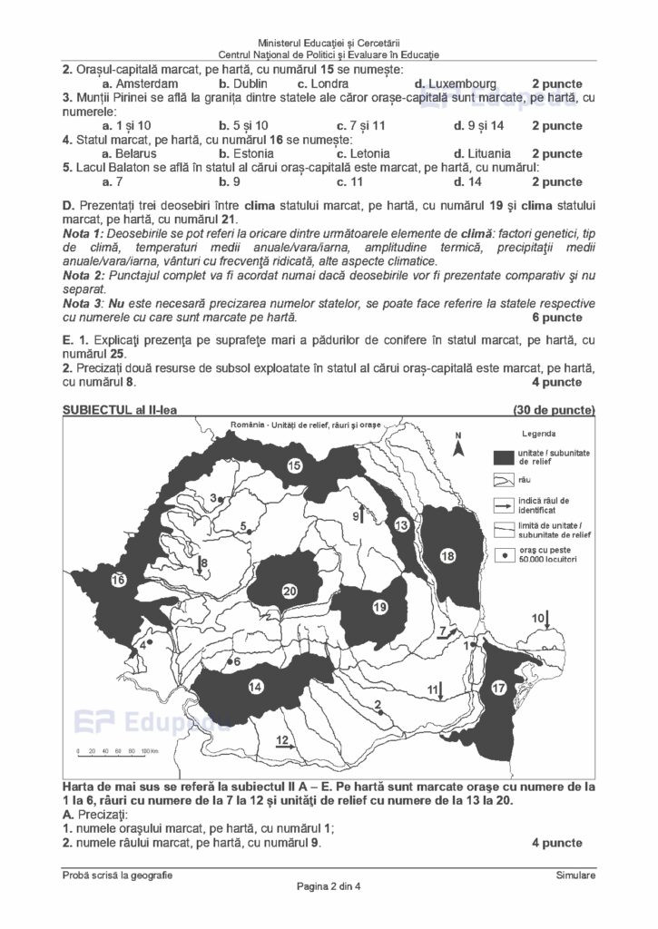 subiecte geografie simulare Bac 2025
