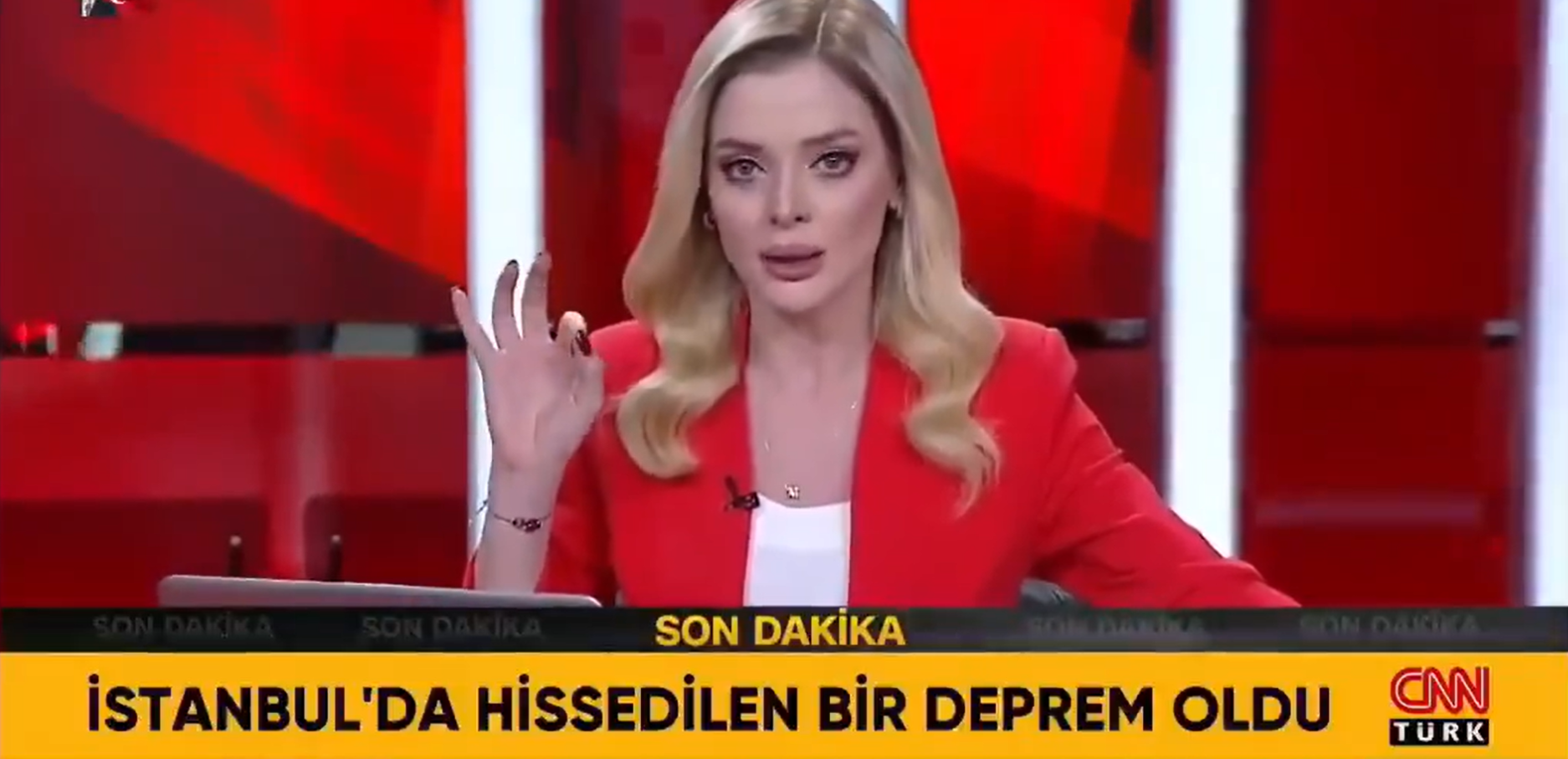 Momentul cutremurului puternic din Turcia a fost surprins LIVE. Reacția unei moderatoare | VIDEO