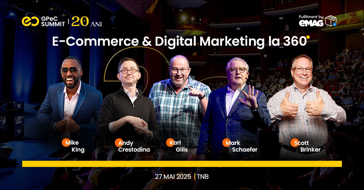 Agenda GPeC SUMMIT 26-27 Mai: 2 Masterclass-uri, 19 speakeri, Expo și content practic despre E-Commerce și Digital Marketing