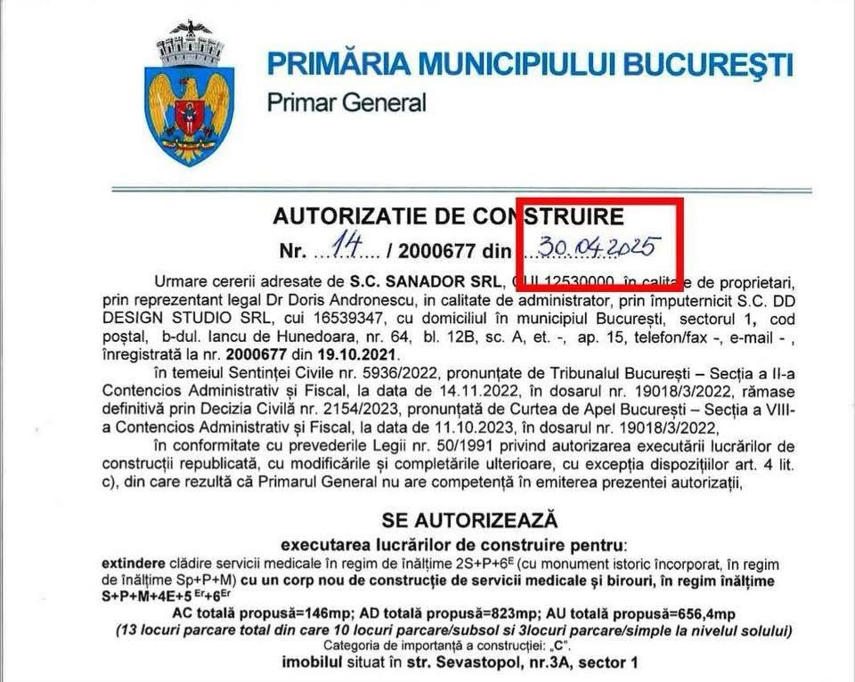 Un deputat USR publică autorizația de construcție solicitată de Sanador. „Nu există niciun centru oncologic pentru copii”