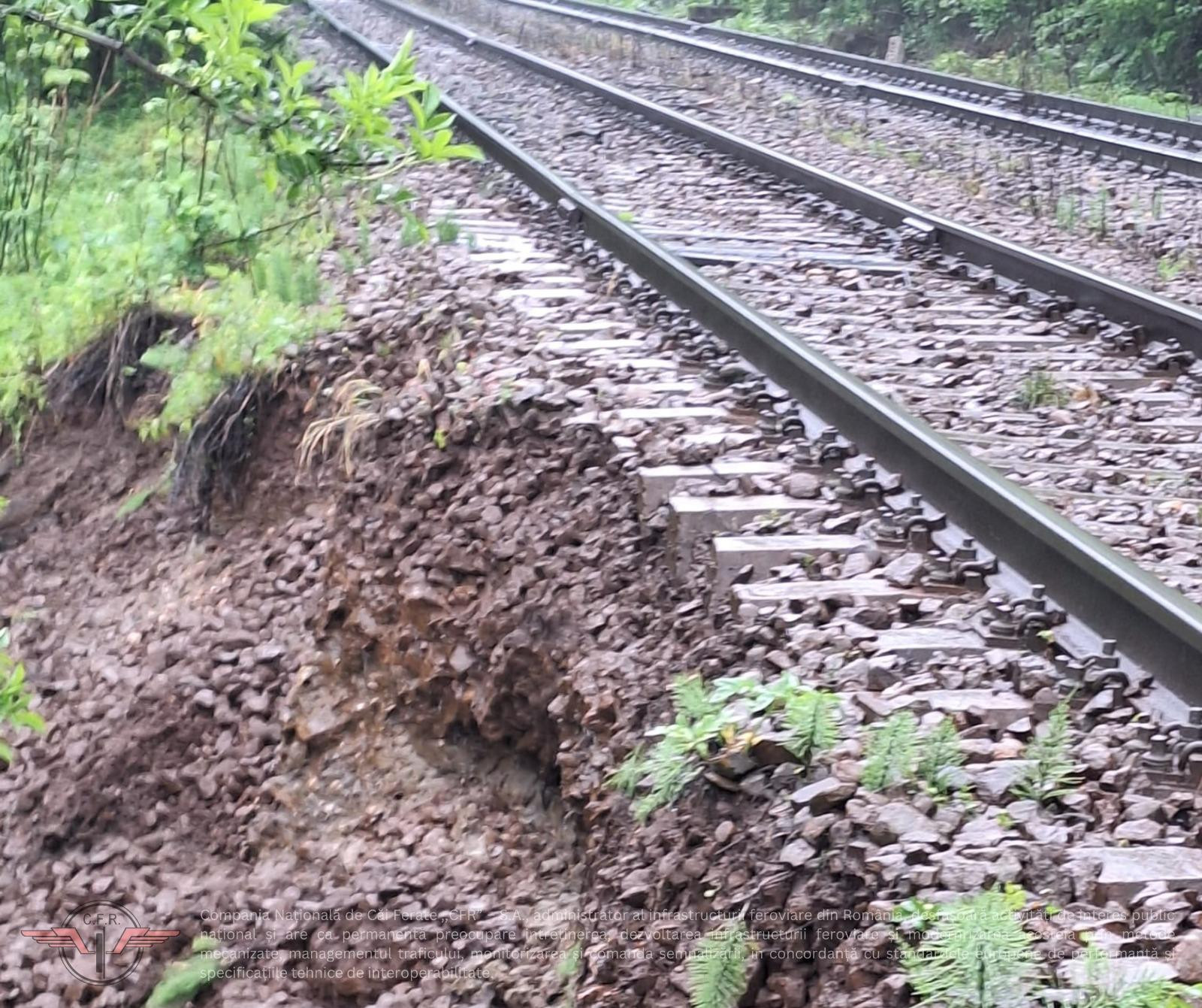 Alunecare de terasament între staţiile Predeal şi Timişu de Sus, din cauza ploilor. Circulaţia feroviară, închisă pe firul 1