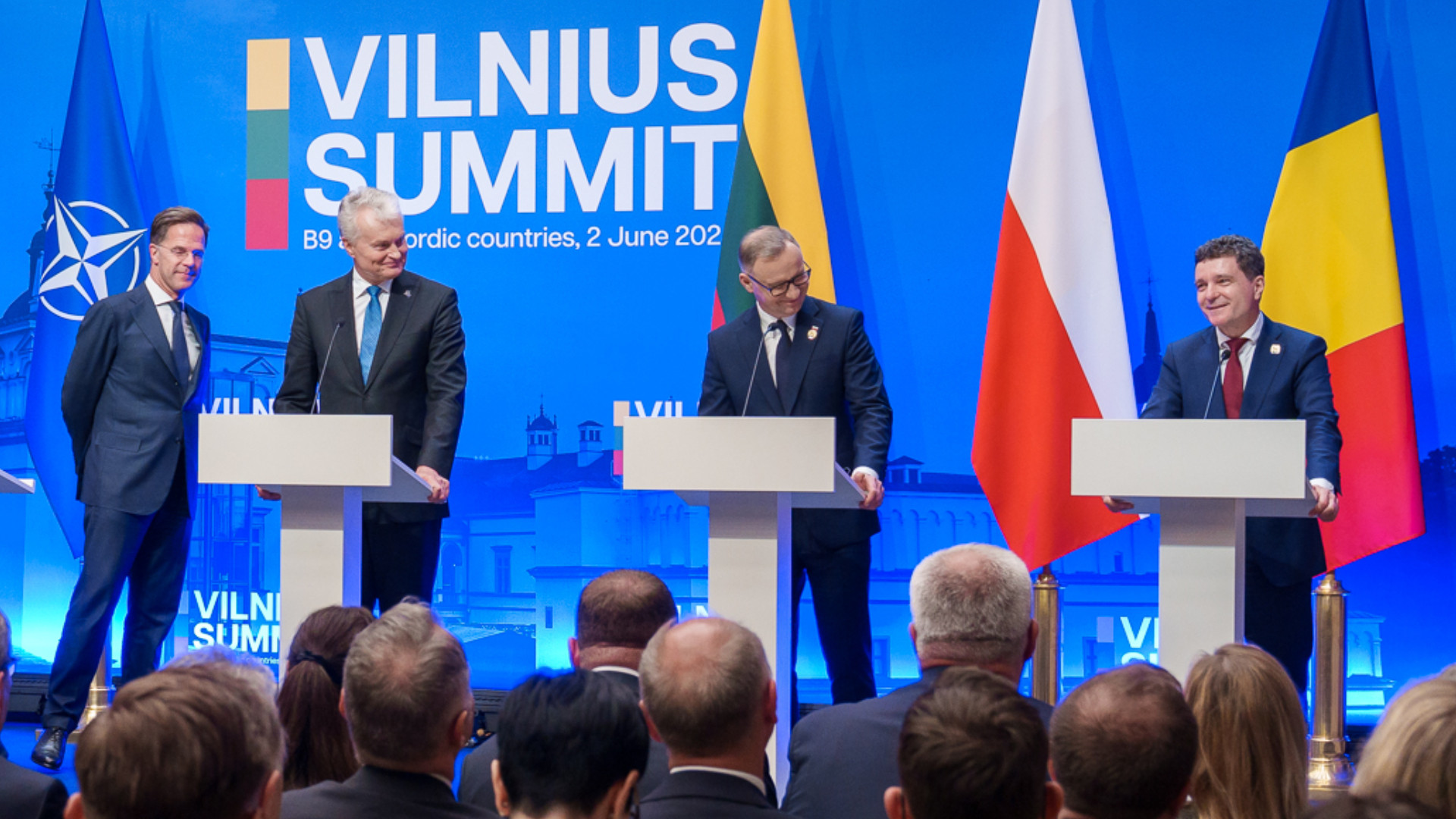 Reacția lui Nicușor Dan care a stârnit râsete și aplauze la Summitul B9 de la Vilnius: „Pentru mine e o oportunitate”