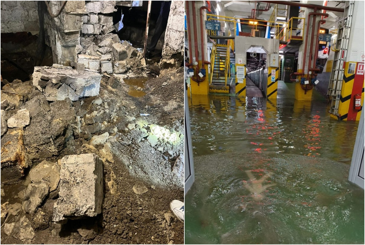Un zid s-a prăbușit la stația de metrou Piața Sudului, din cauza infiltrațiilor de apă | GALERIE FOTO