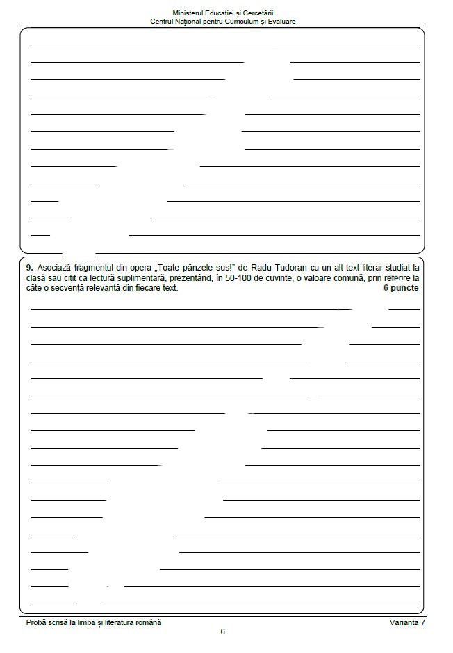Subiectele la Evaluare Nationala 2025 limba romana