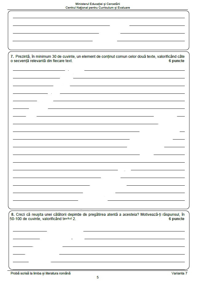 Subiectele la Evaluare Nationala 2025 limba romana