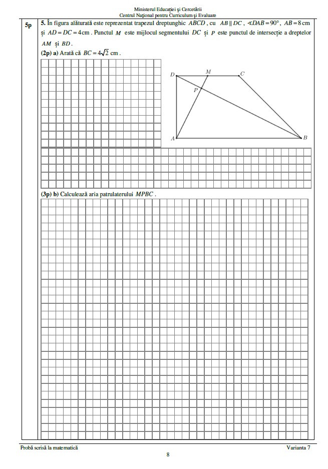 Subiecte matematică - evaluare nationala 2025