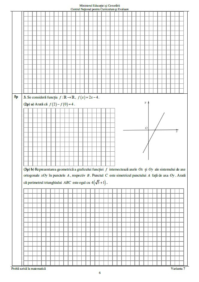 Subiecte matematică - evaluare nationala 2025