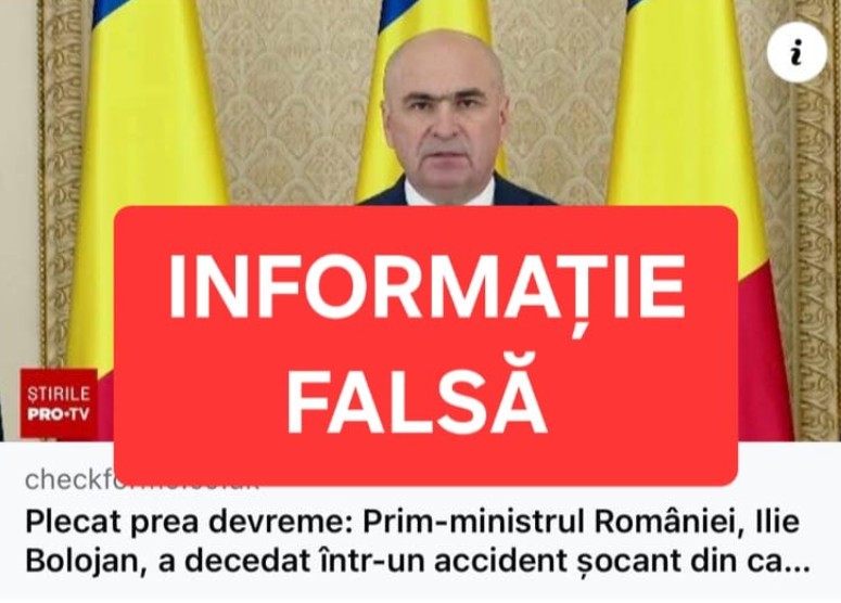 MAI atrage atenția asupra informației false care circulă în mediul online privind „decesul” lui Ilie Bolojan
