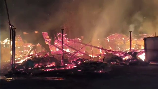 Incendiu violent în Bacău. O hală de prelucrare a lemnului a fost mistuită de flăcări