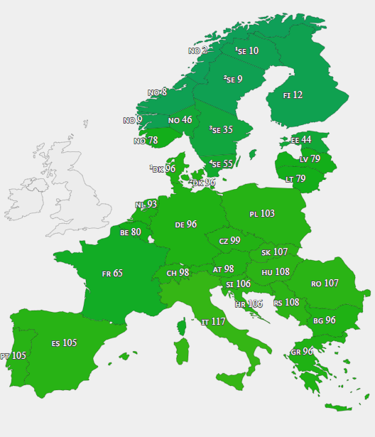 Harta Energie euro/MWh