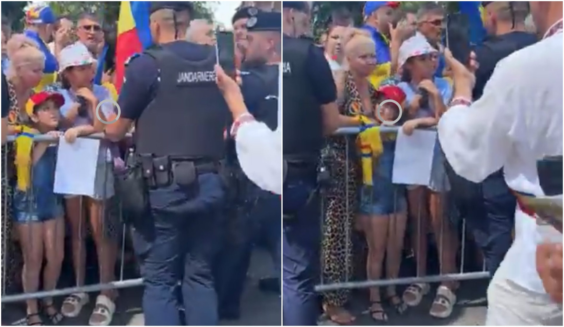 Jandarmi acuzați că au împins copii cu gardurile, la protestul pentru Călin Georgescu de la IPJ Ilfov. Reacția Jandarmeriei