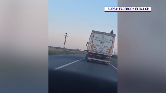 Șofer de TIR, filmat în timp ce conduce haotic pe un drum din Galați. Bărbatul era incoerent și a fost dus direct la spital
