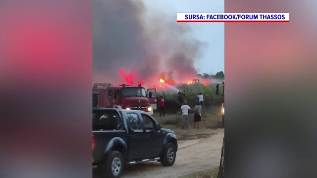 Incendii de vegetație în Thassos, după o furtună cu descărcări electrice. Flăcările au izbucnit aproape de plajă
