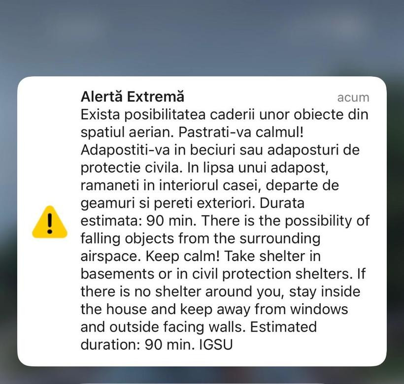 Mesaj RO-Alert &icirc;n nordul judeţului Tulcea