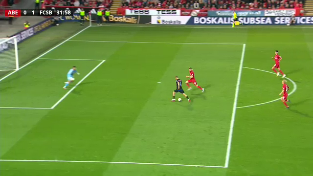 VIDEO. Golul lui Bîrligea. FCSB a deschis scorul cu Aberdeen