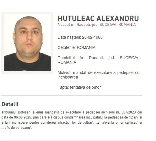 Un bărbat din Suceava, urmărit internaţional şi inclus în categoria Most Wanted, a fost adus în ţară din Norvegia
