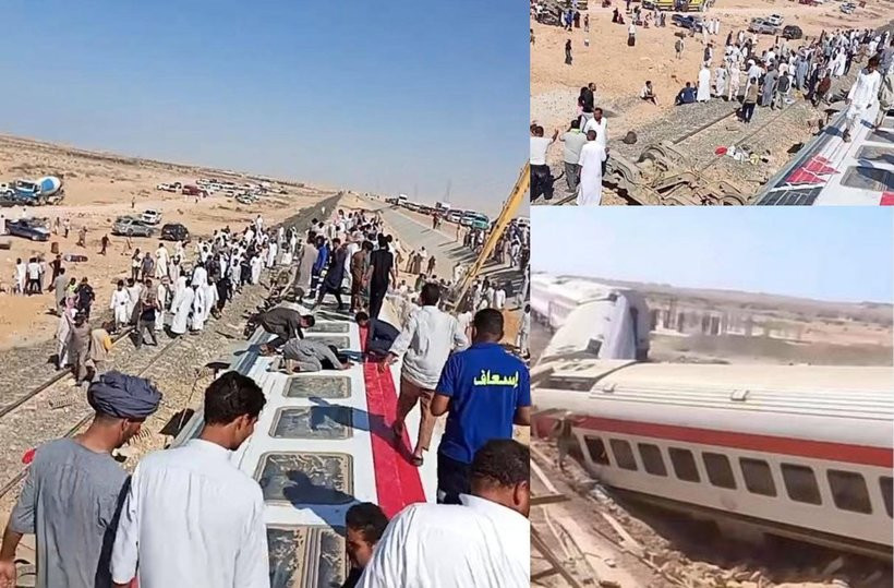 Cel puţin trei oameni au murit şi alți 94 au fost răniţi după ce un tren a deraiat în Egipt. FOTO