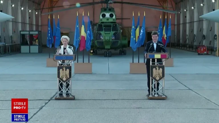 Ursula von der Leyen, în România. Șefa UE, mesaj ferm la baza Mihail Kogălniceanu: „Dragă Nicușor, sunteți puternici”