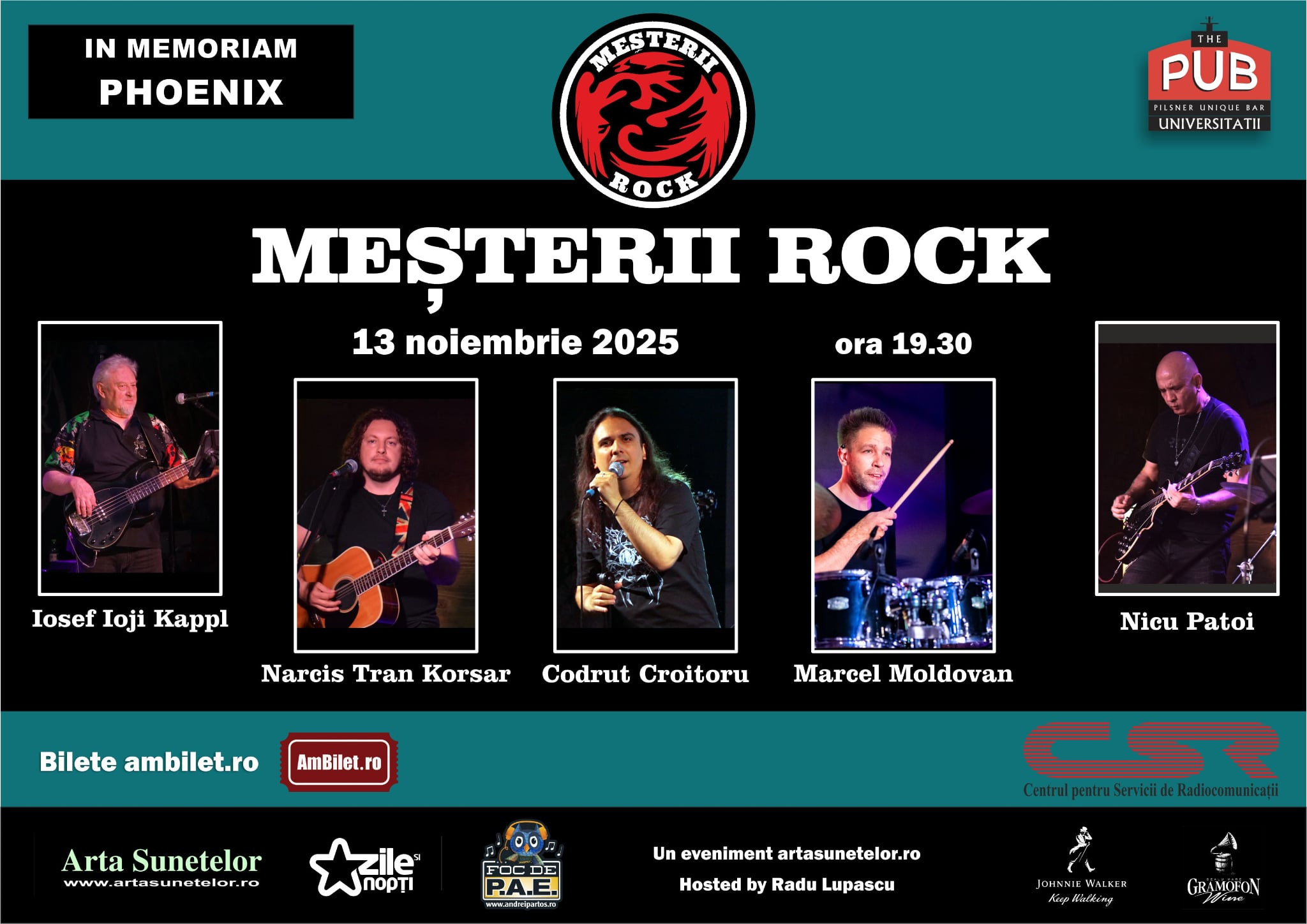 Concert în București cu formația Meşterii Rock, proiectul basistului Ioji Kappl. Eveniment in memoriam PHOENIX