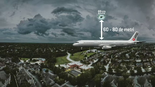 Reacția pilotului Turkish Airlines când a observat drona deasupra avionului, la Otopeni. Proprietarul ei este căutat