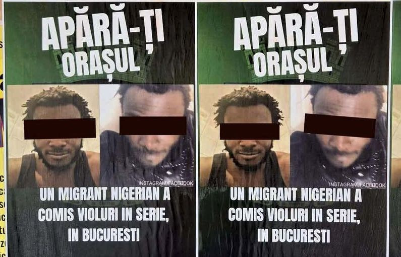 Afiș controversat în București: Poliția cercetează apariția de postere cu un nigerian arestat pentru viol: „Apără-ți orașul”