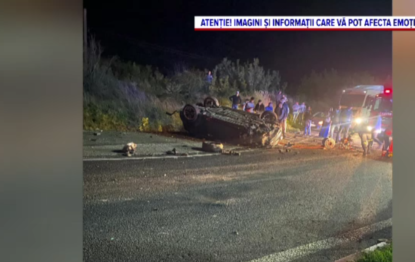 Accident grav la intrarea în Tecuci: un șofer din Galați, în comă după ce s-a răsturnat cu mașina