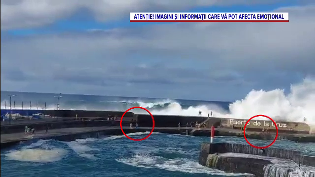 Oameni morți după ce au fost luați de valuri uriașe, pe diguri din Tenerife. Imaginile sunt șocante