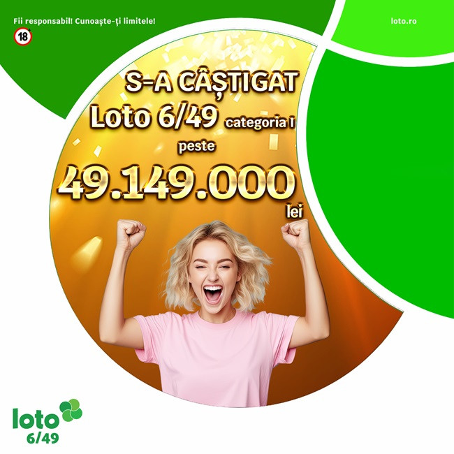 S-a câștigat marele premiu la Loto 6/49, de 9,66 milioane de euro. Biletul norocos a costat doar 12 lei