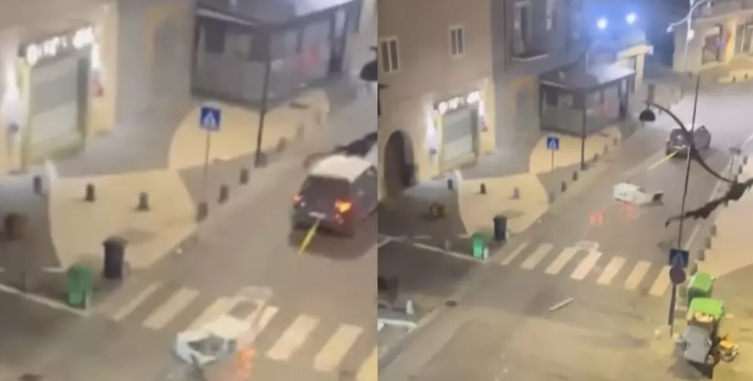 Momentul în care mai mulți hoți au furat un bancomat, l-au legat de mașină și l-au târât prin centrul unui oraș din Italia