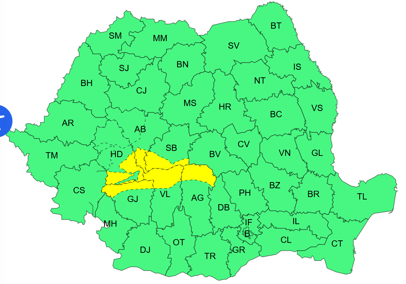 Cod galben de vreme rece și ploi în șase județe. Zonele în care apar ninsori și se depune stratul de zăpadă | HARTĂ