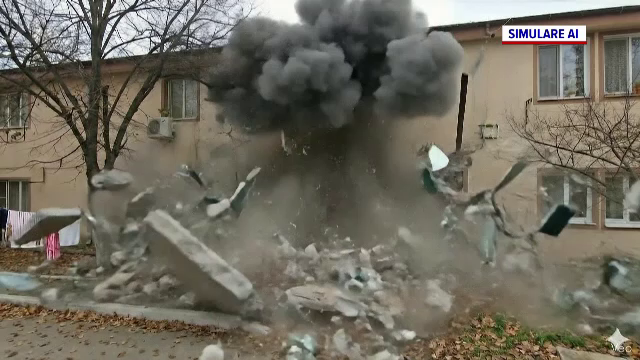 SIMULARE AI. Cum s-a produs explozia de la blocul din Buftea, rămas fără peretele exterior. Ar putea fi demolat