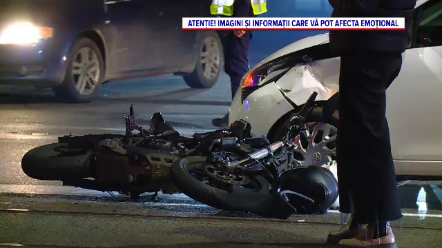 Doi tineri din Capitală, loviți de o mașină în timp ce se aflau pe motociclu. Au fost proiectați într-un alt autoturism
