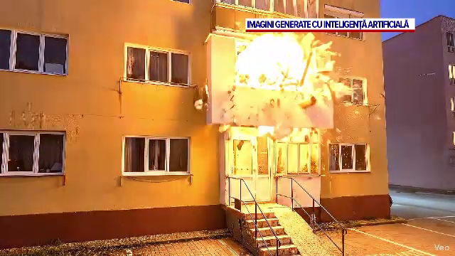 ANIMAȚIE. Cum a explodat balconul apartamentului din Aleșd. S-a prăbușit cu tot cu proprietara, când a aprins lumina