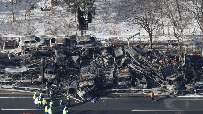 Accident de proporții în Japonia. 67 de vehicule implicate într-un carambol devastator | Video