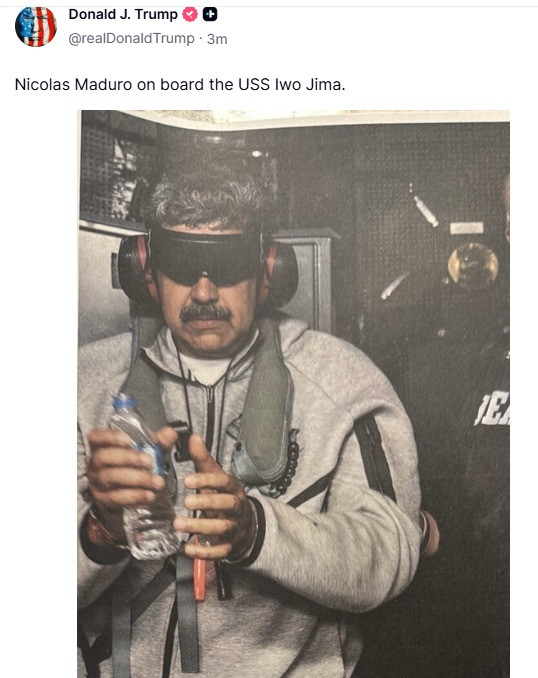 Trump face publică prima imagine cu Nicolas Maduro capturat