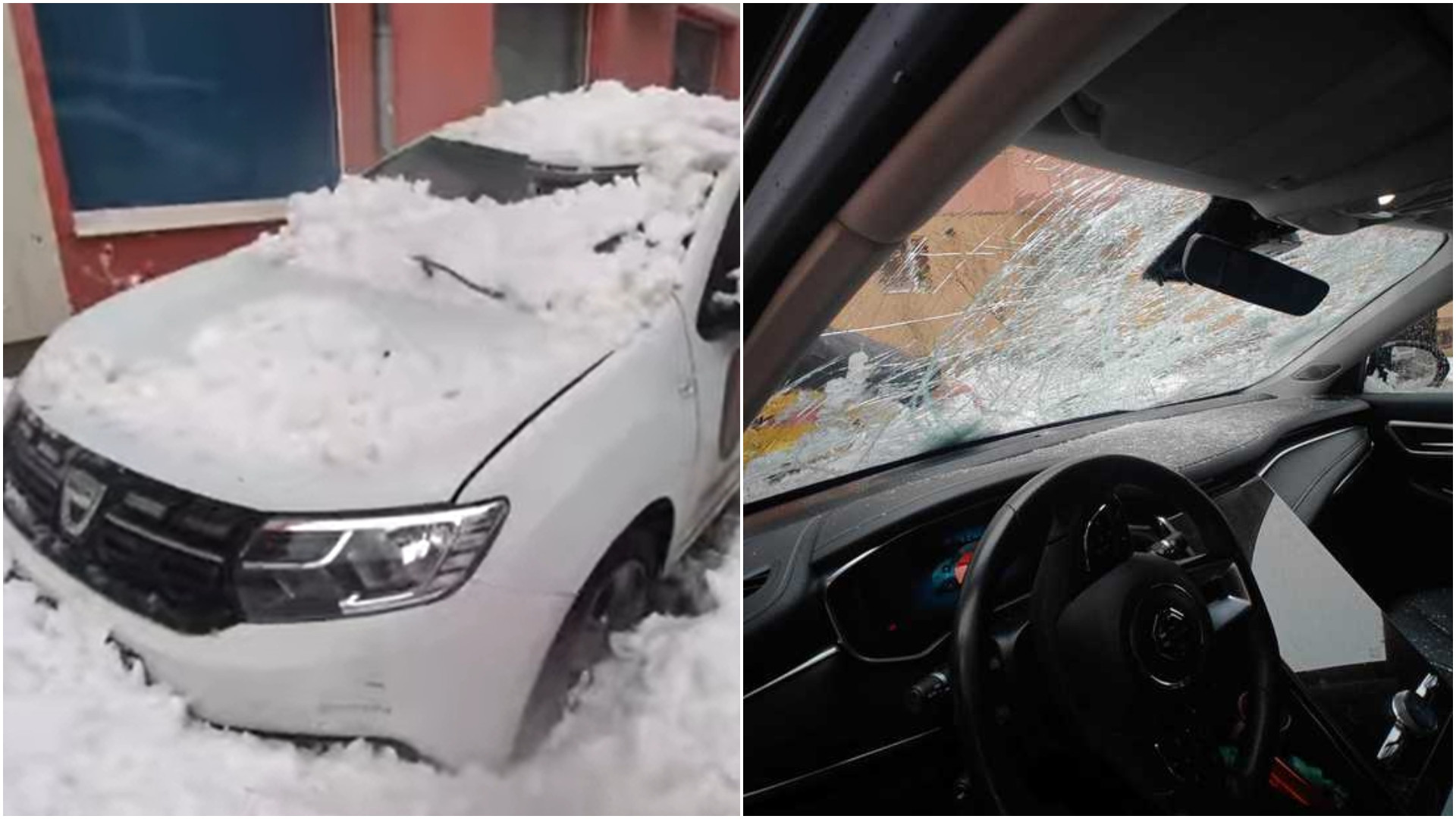 Mașini avariate în Alba Iulia, după ce bucăți de gheață au căzut de pe acoperișuri. Autorităţile locale au emis avertizări