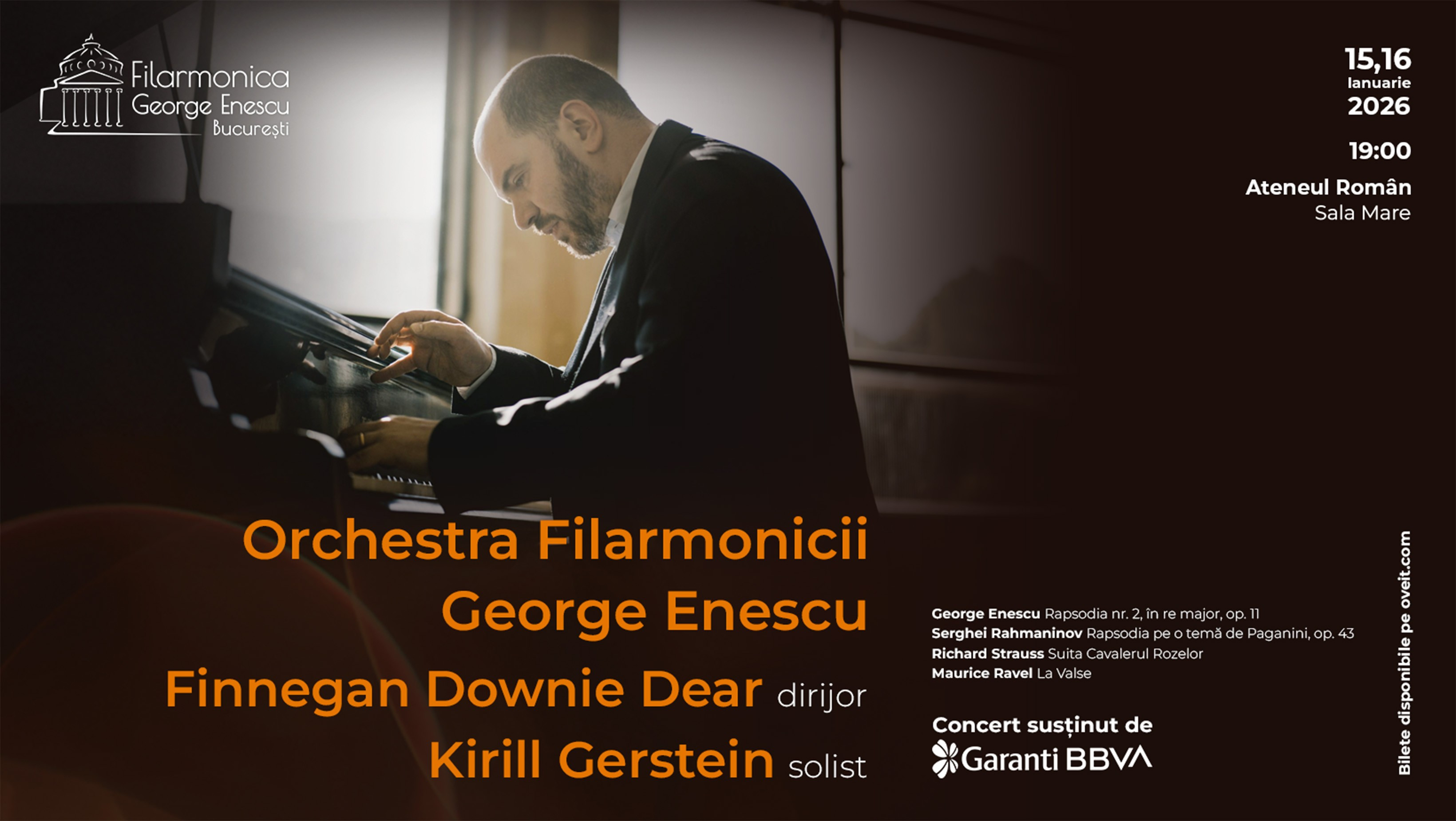 Filarmonica George Enescu: Finnegan Downie Dear și Kirill Gerstein, invitați pe 15-16 ianuarie