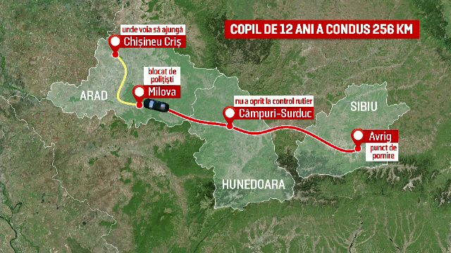 Povestea tulburătoare a băiatului de 12 ani care a condus peste 200 de kilometri, cu poliția pe urme