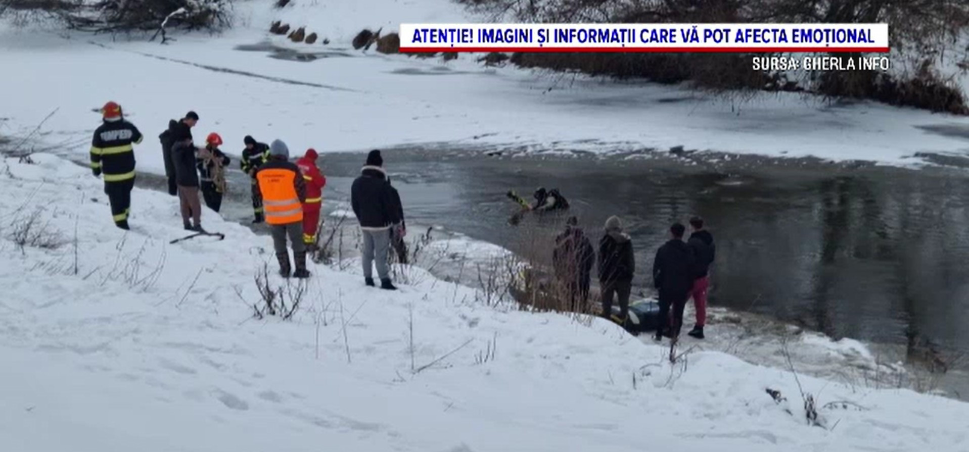 Continuă căutările băiețelului de patru ani care a căzut în râul Someș. Scafandrii au fost nevoiți să spargă gheața