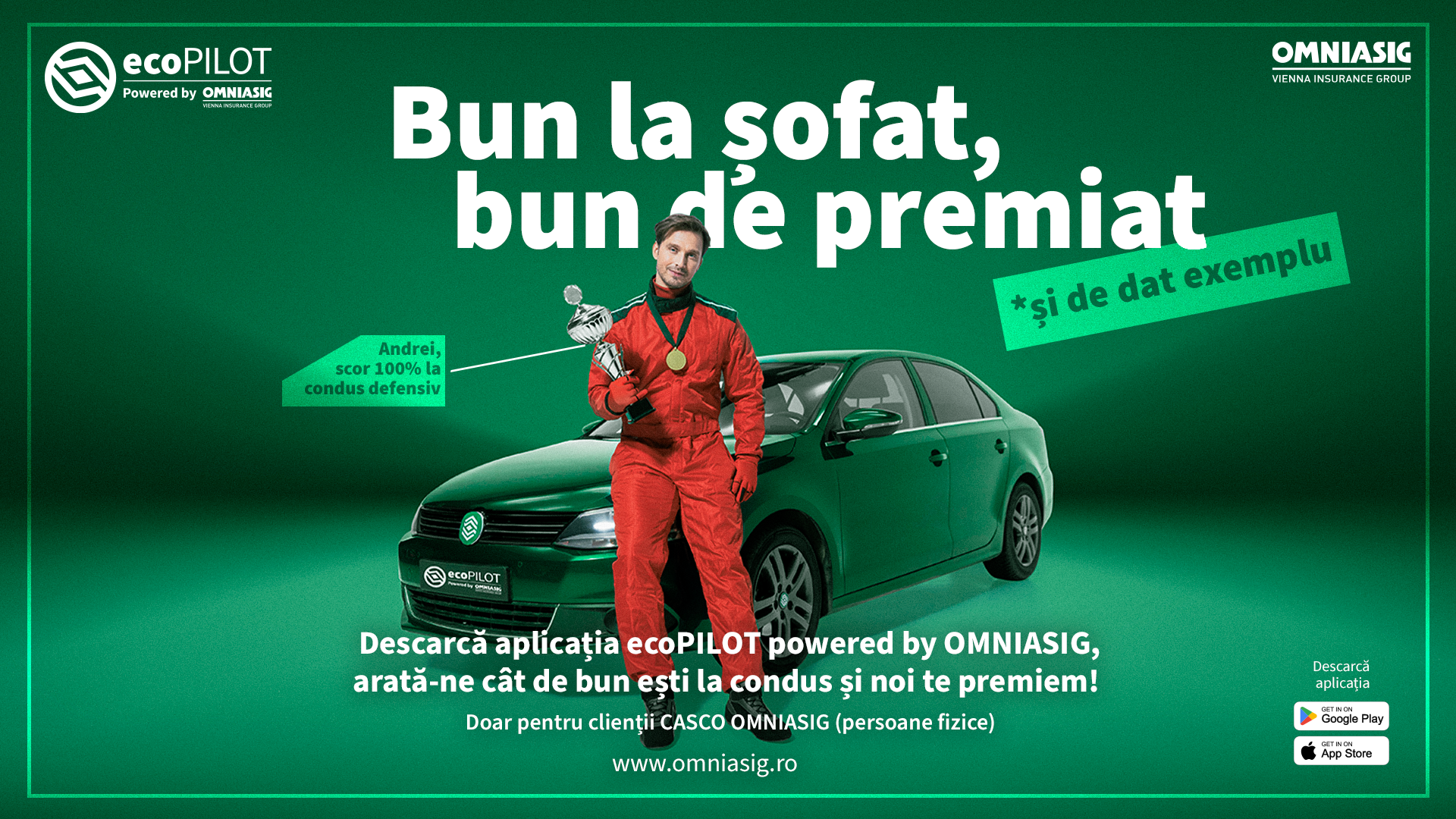 (P) ecoPILOT powered by OMNIASIG: noua aplicație care transformă condusul defensiv &icirc;n premii pentru șoferi