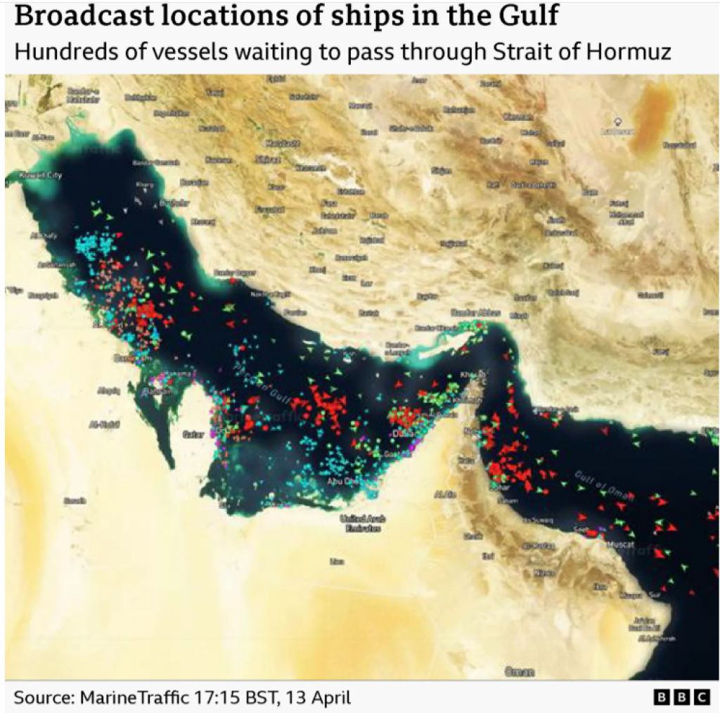Numărul navelor blocate în Strâmtoarea Ormuz este uriaș. Înainte de izbucnirea războiului treceau 138 pe zi 1 screenshot 2026 04 14 081817