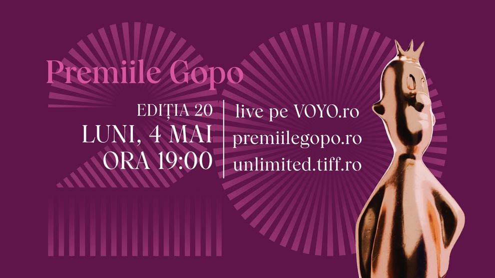 Gala Premiilor Gopo 2026, transmisă luni, 4 mai, pe VOYO. „Dinți de lapte” conduce nominalizările, cu 12 selecții