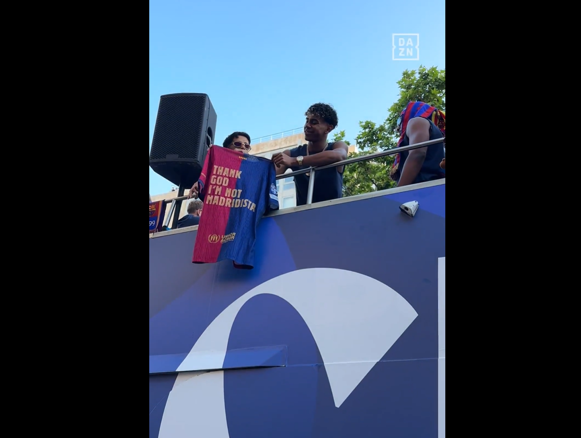 Lamine Yamal cu un tricou anti-Real la parada titlului: „Slavă Domnului că nu sunt fan Real Madrid” | Video