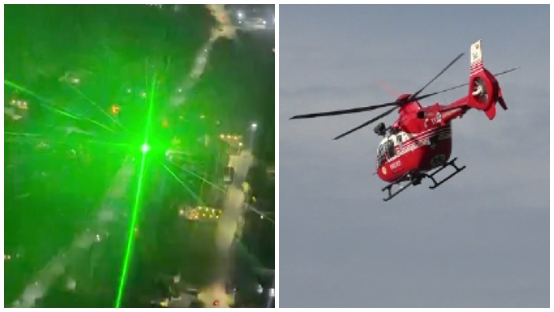 Un elicopter SMURD aflat în misiune, „orbit” cu lasere în timpul aterizării. Poliția caută vinovații