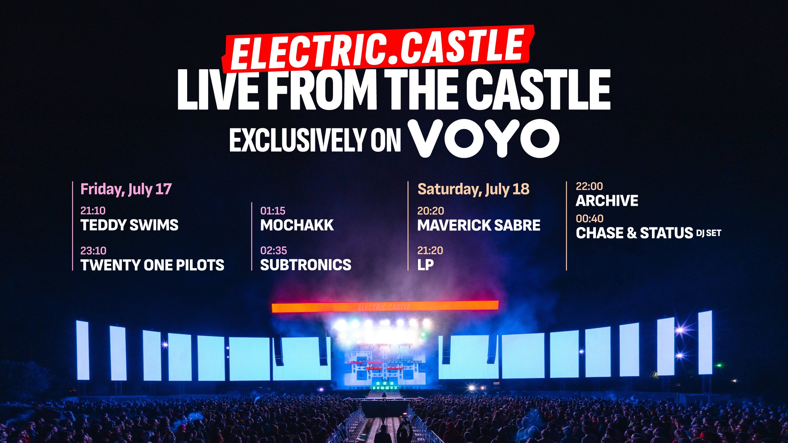 În premieră, magia Electric Castle se trăiește LIVE pe VOYO: momentele headlinerilor, transmise în direct