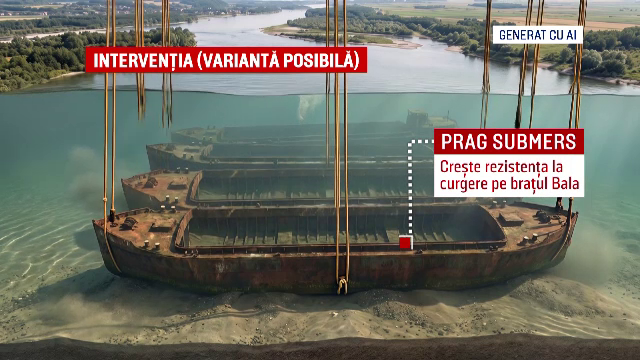 Urmează a doua operațiune complexă pe Dunăre. Cum vor fi scufundate cele patru barje pentru a devia debitul de apă