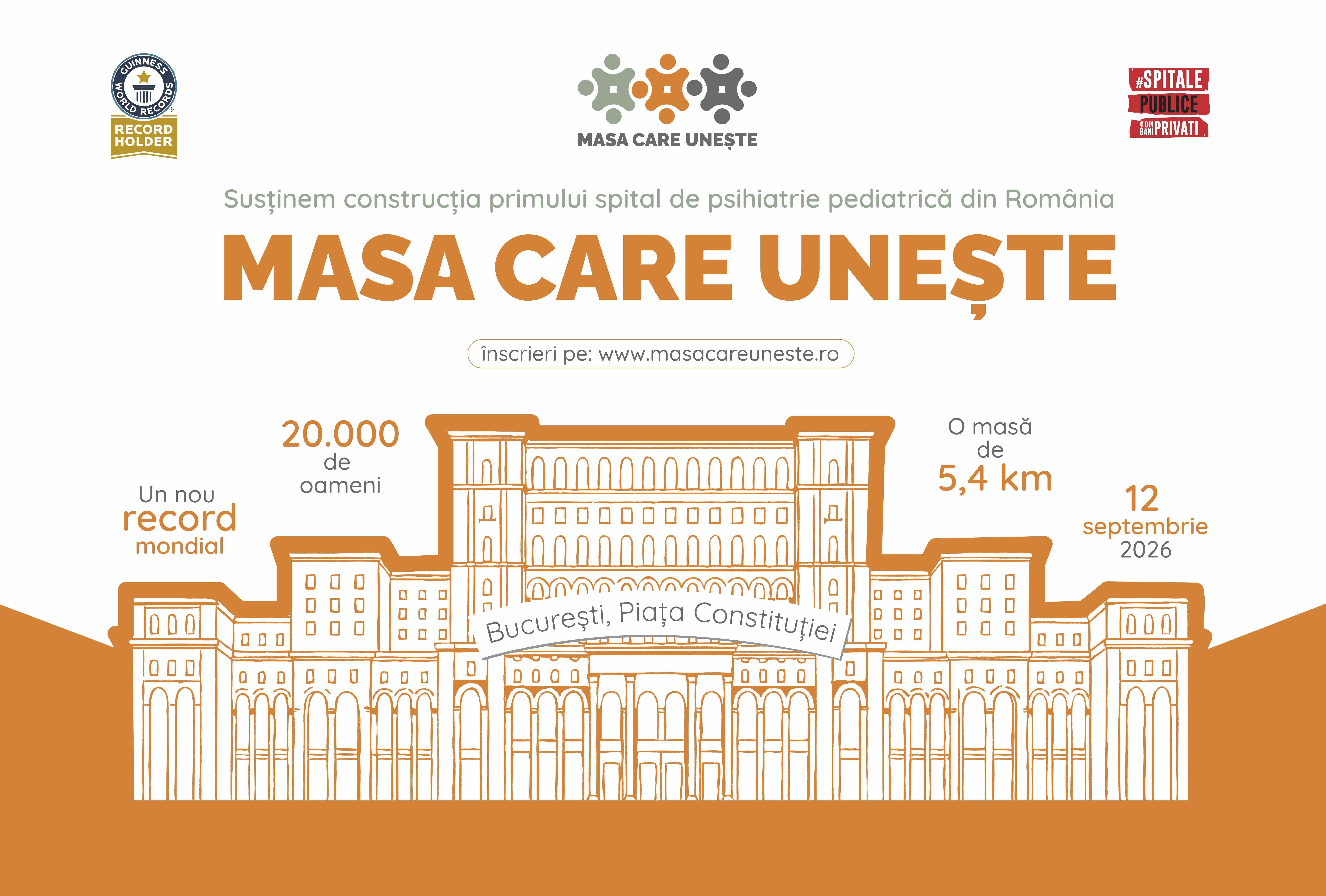 „Masa Care Unește” adună 20.000 de oameni la o masă de 5,5 kilometri, pentru Guinness World Records